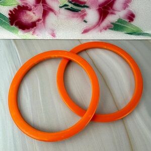 Vintage Tangerine Orange Bakelite Bangle Set